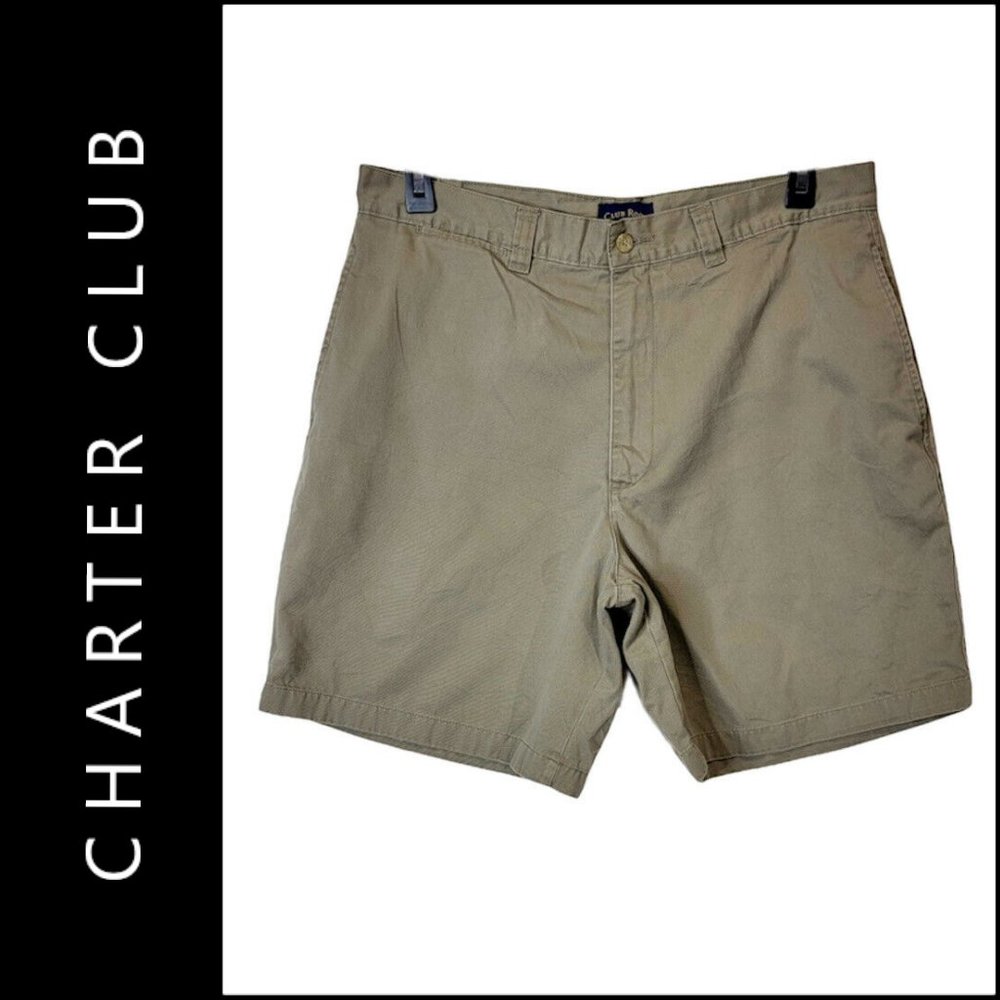 Charter Club Men Flat Front Short Beige Size 36